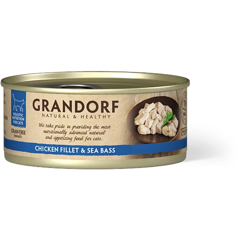 Filet de Poulet et Filet de Bar - Boîte de 70g Filet de Poulet et Filet de Bar - Boîte de 70g