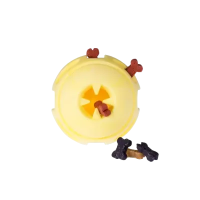 Jouet chien TPR balle jaune vanille 8cm