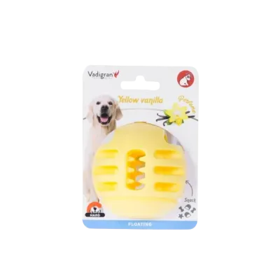 Jouet chien TPR balle jaune vanille 8cm