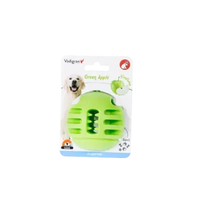 Jouet chien TPR balle verte pomme 8cm
