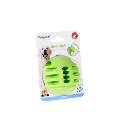 Jouet chien TPR balle verte pomme 8cm