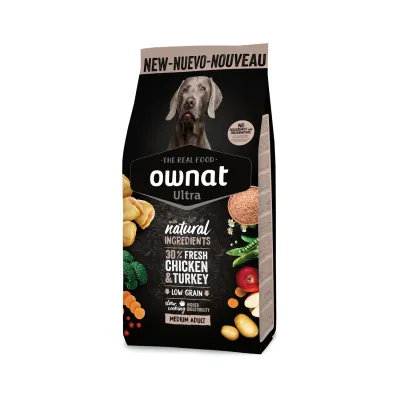 OWNAT ULTRA Medium Adult Dog – Croquettes poulet frais pour chien adulte race moyenne