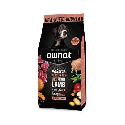 OWNAT Ultra Medium Lamb & Rice – Croquettes pour chien sensible à l’agneau et riz complet