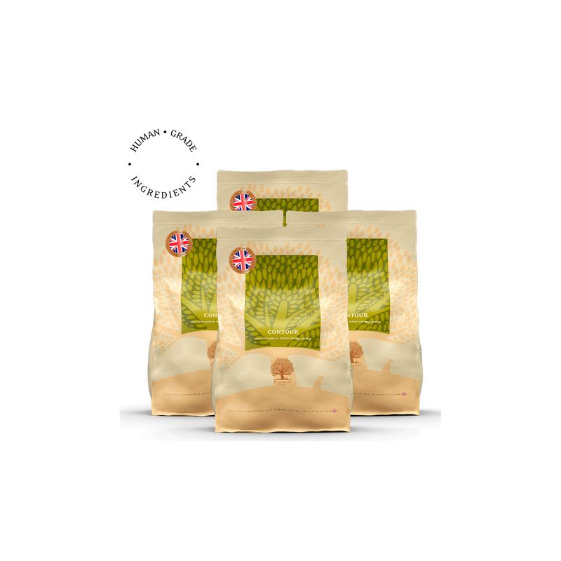 Lot de 4 x 2.5 Kg Contour – Recette Ultra-Premium British Heritage pour chiens toniques