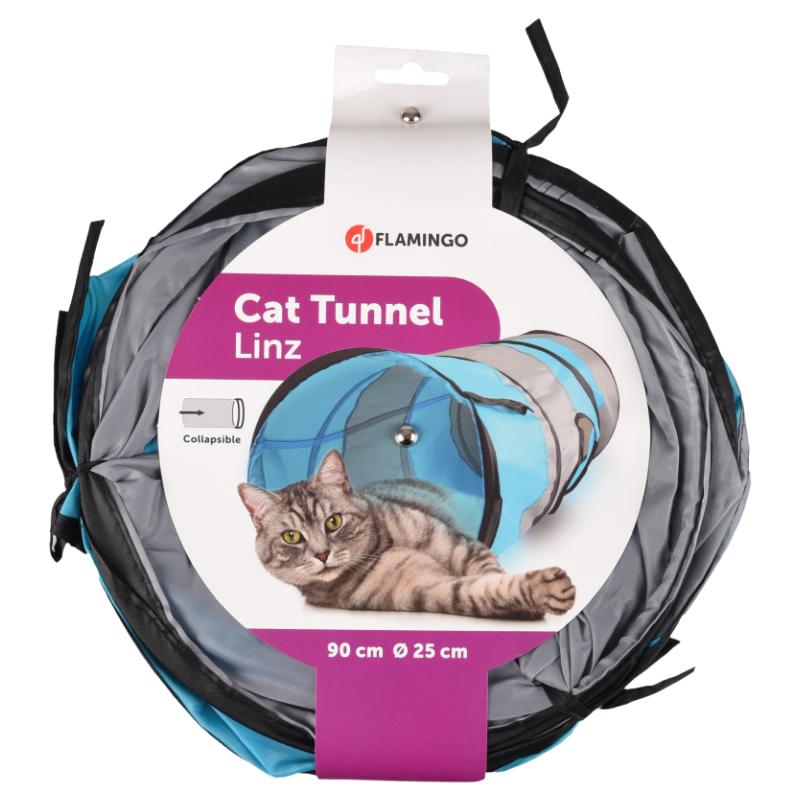 Tunnel pour chat Linz – 3 entrées, 90 cm, pliable et résistant