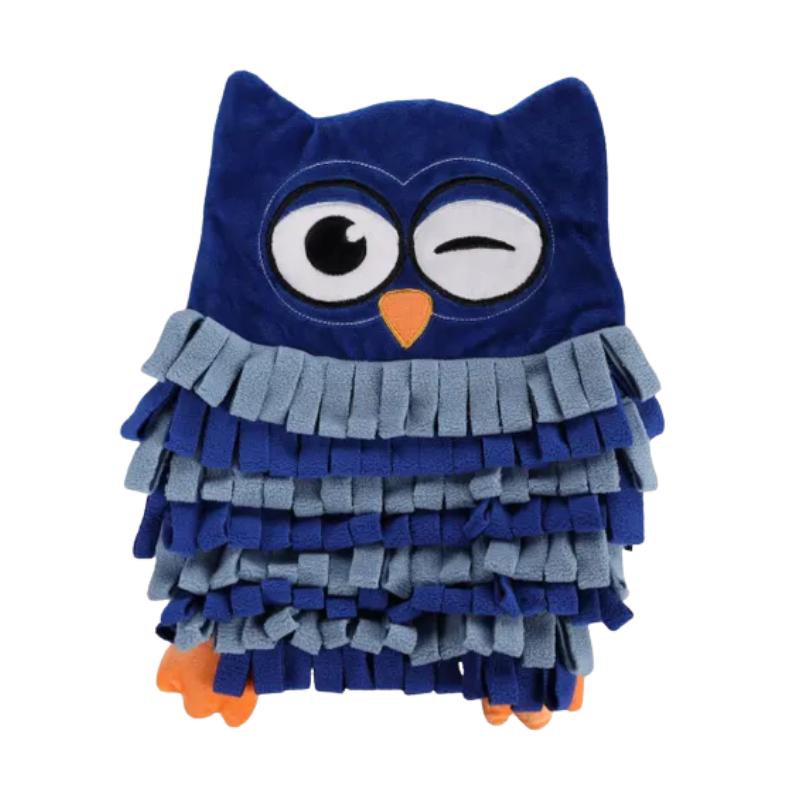 Tapis à renifler Plinkie Hibou Bleu Flamingo – Jouet récompense chat 27x33 cm