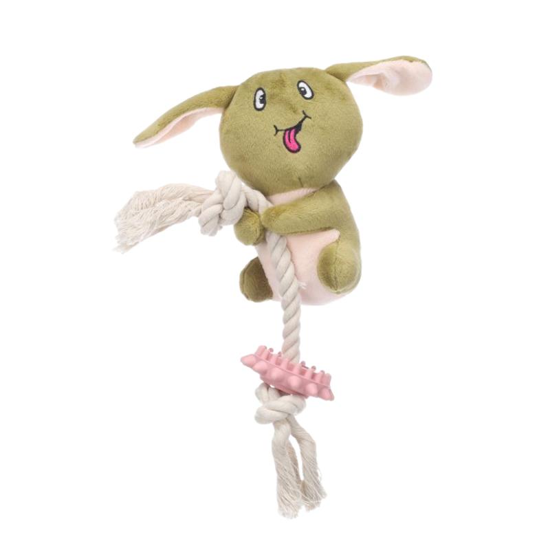 Jouet chiot Dadi Koala avec corde Flamingo – Peluche et anneau dentition vert