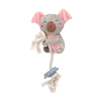 Jouet chiot Didi Koala avec corde Flamingo – Peluche et anneau dentition gris
