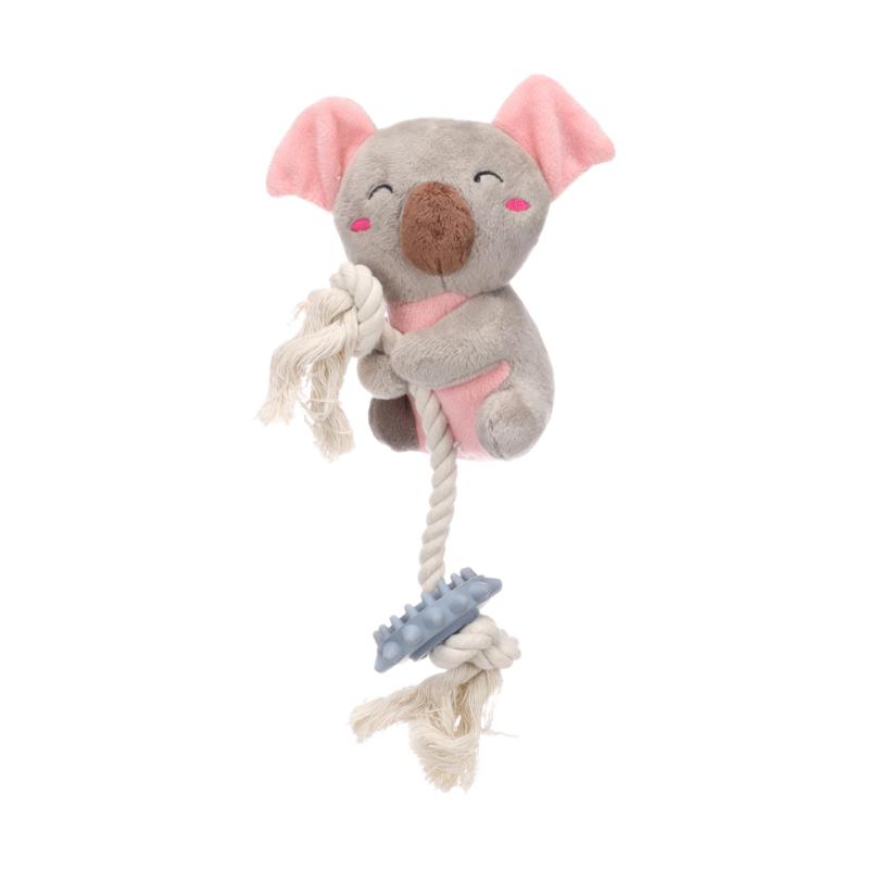 Jouet chiot Didi Koala avec corde Flamingo – Peluche et anneau dentition gris