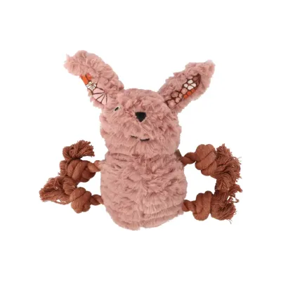 Jouet Rozette Lapin avec corde Rose pour chien