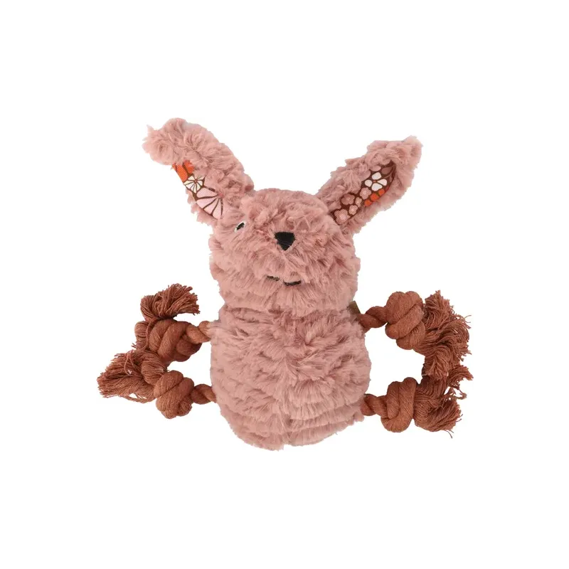 Jouet Rozette Lapin avec corde Rose pour chien